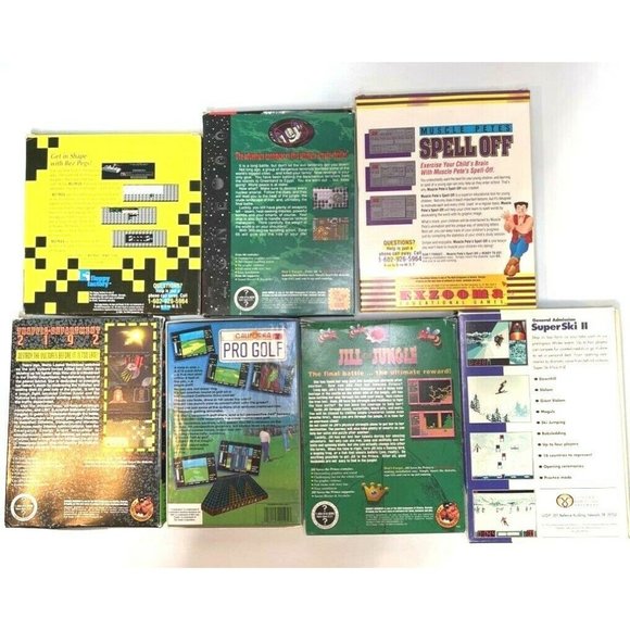 Neon Nintendo Switch V2 | 32GB | Happy Gaming World Vintage PC Computer Games Bundle of 7 Total Ski Golf Spell Action Puzzles 1994